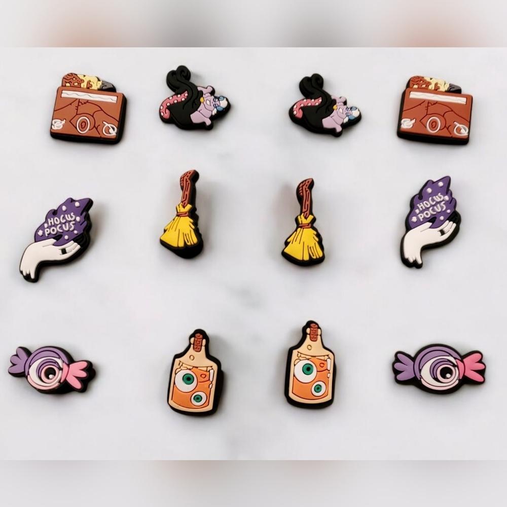 Hocus Pocus Spell Book Broom Croc Charms 12pc Witchy Set